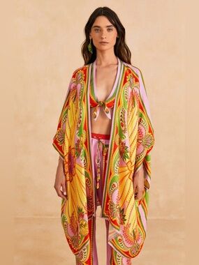FARM Rio Beach Toucans Scarf Kimono